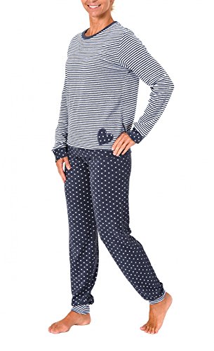 Damen Frottee Pyjama lang mit Bündchen - auch in Übergrössen bis 60/62 - 59365/66
