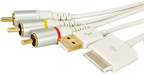 Caxico TV RCA Video Composite AV Cable +USB for iPad? 2/3, iPhone? 4, 4S, 3GS, iPod? Touch