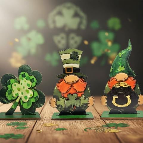 Photo 1 of ?St Patrick Tiered Tray Decor St Patricks Day Gnome Decoration Irish Luckly Wooden Table Decor St Patricks Wood Gifts for Home Table Tiered Tray Shelf Decor