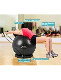 AILUKI Yoga Ball, Exercise Ball Fitness Balls Stability Ball Anti-Slip & Anti- Burst for Yoga,Pilates, Birthing, Balance & Fitness with Workout Guide & Quick Pump