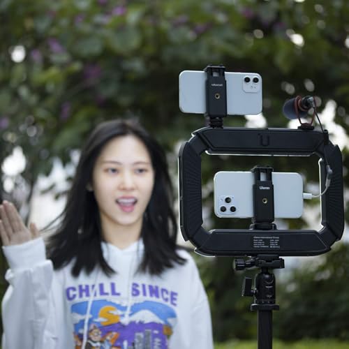 ULANZI U-Rig Smartphone Video Rig mit Licht, Handstabilisator für Mobiltelefone mit Ringlicht 8500k Selfie-Licht für Filmemachen, Live-Stream, Tiktok, YouTube-Videoaufnahme, mit eingebautem 8000mAh