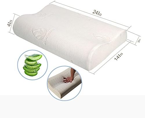 qinde Memory Foam Pillow Ventilated Aloe Vera Fiber Jersey Fabric Zippered Hypoallergenic Cover Retain Shape Pillow for Neck and Shoulder Pain Relief
