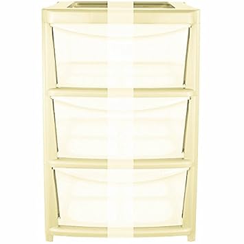Crazygadget Cream Drawer Plastic Large Tower Storage Drawers Chest