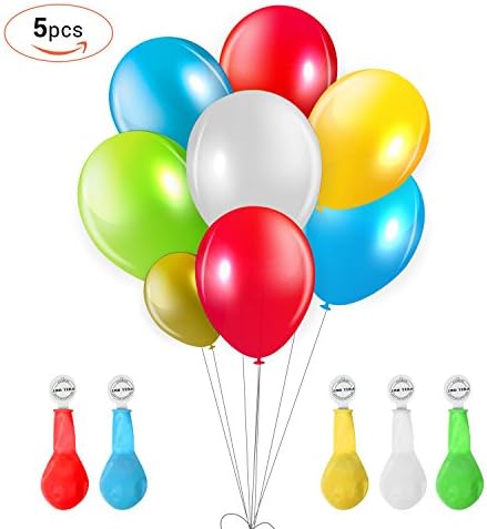 Vsllcau LED light up Balloons for Christmas Halloween Party Birthdays Wedding Decorations Romantic Lights Balloons Last 8-24Hours Flashing,5 Packs Mixed Colors