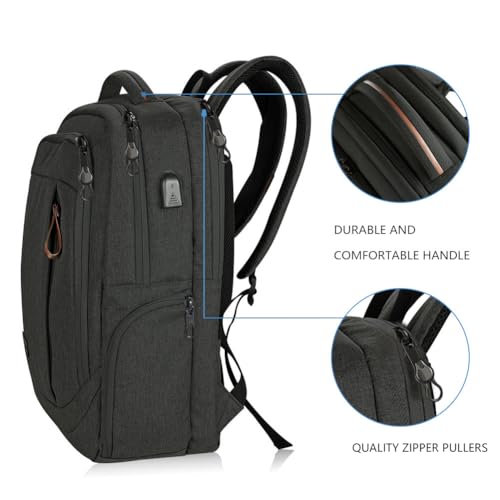KROSER Laptop Backpack Large Computer Backpack Fits up to 15.6-17.3 Inch Laptop with USB Charging Port Water-Repellent School Travel Backpack Casual Daypack for Business/College/Women/Men