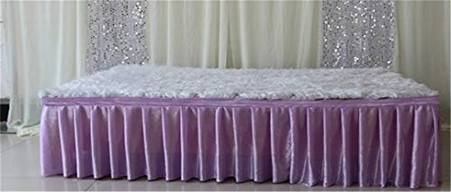 Luxury Multi Color Ice Silk Table Skirt White Table Cloth Wedding Table Skirting For Event Party Banquet Hotel Catwalk Decor 28 light purple H50cm x W300cm
