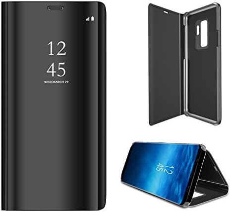 Ldea Galaxy S9 Plus case, Luxury Clear View Standing Mirror Flip PC Cover case for Galaxy S9 Plus (Black)