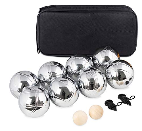 Boccia Kugeln,Boule Kugeln mit 8 Metall, 2 Holz-Kugel, 2 Abstandsmesser, 1 Boules-Kugel Magnetvorrichtung & Luxuriöser Tragetasche,Petanque für Outdoor-Spiel für den Garten oder den Strand Spielzeug