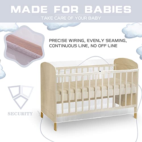 Crib Mosquito Net, Fine Mesh Anti-Insect Net with Zipper for Cots and Mini Cribs, Quick and Easy Access to Your Baby, Universal Size Fits Most Beds