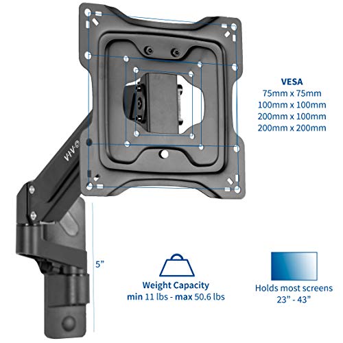 VIVO Premium Aluminum Single TV Wall Mount for 23 to 43 inch Screens