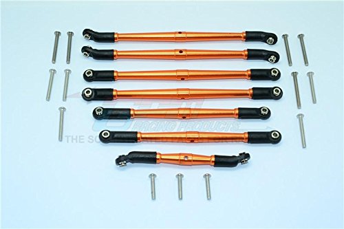 Traxxas TRX-4 Trail Defender Crawler Upgrade Parts Aluminum Adjustable Upper & Lower Suspension Links - 7Pcs Set Orange