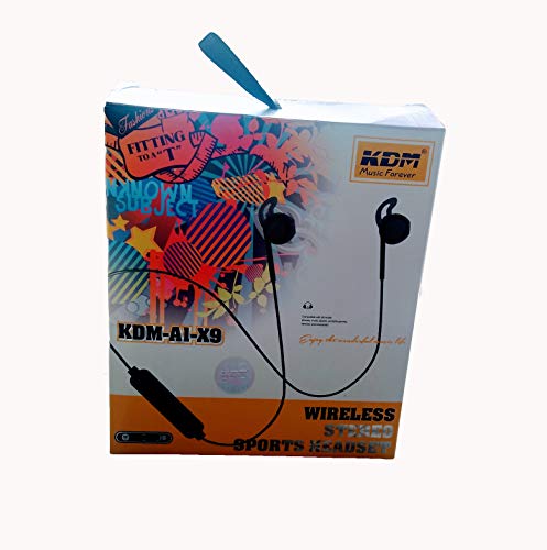 KDM A1 X9 Bluetooth/Wireless Earphone with Dynamic bass, Splash and Sweat Proof, 12 Hours Battery Backup (Black)
