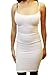 Dona Michi Extra Long Seamless Basic Spaghetti Strap Stretch Cami Tank White