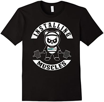 Men's Installing Muscles T-shirt Gym Lovers Panda shirts Large Black