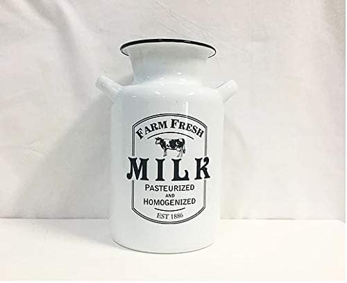 krac RAZ Imports Utensil Caddy Crock Holder Organizer Farm Fresh White Enamelware 8" x 5" (Milk)