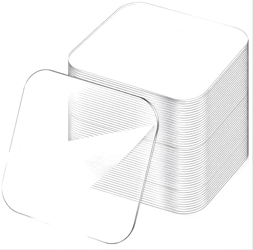 DWUENT Velcro Tape Self Adhesive, Sticky Back Velcro, Velcros Strips, 100pcs 6x6cm Transparent Plastic Squares, Heavy Duty Hook and Loop Adhesive Pads for Home Office Garage Use
