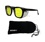 Titus G12 Retro Style Safety/Riding Glasses (With Pouch, Yellow Lens - Gloss Frame)