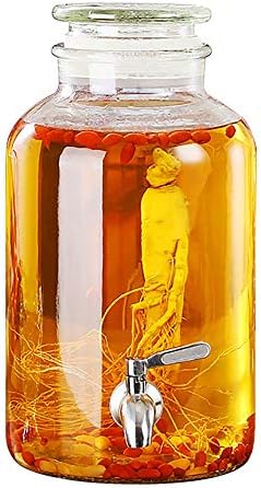 2.5L/5L/7.5L Mason Jar Beverage Dispenser and Glass Lid-Metal Leak Free Spigot- Glass Drink Dispenser for Water, Juice, Beer, Punch, Iced Tea, Cold Drinks (color : 7.5L-Stainless Steel Spigot)