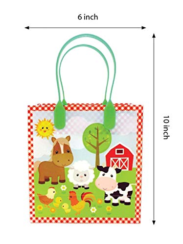 Barnyard Farm Animals Party Favor Treat Bags, 12 Pack