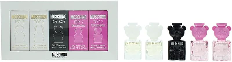 Moschino Miniature Collection Set 5pc Unisex Fragrance Gift 2x Toy 2x Bubble