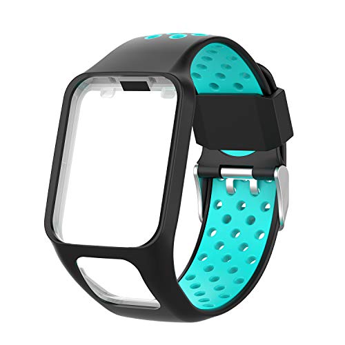 Compatible with Tomtom Spark 3 / Runner 2 3 / Golfer 2 Watch Band Replacmenr Silicone Straps Wristband Sport Band for Tomtom Runner 2 3 and Tomtom Spark 3 GPS Fitness Watch (Blue/Teal)