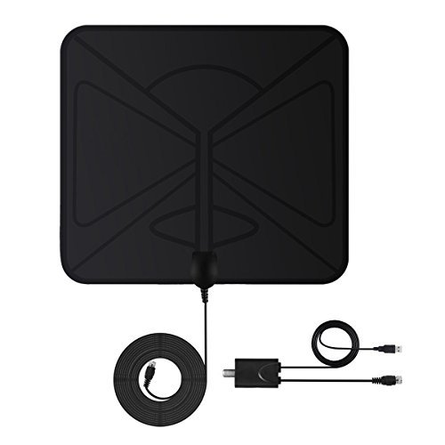 Ifecco Amplified HDTV Indoor Antenna for 1080P High Reception Free TV Support 50 Mile Range with Detachable Amplifier and 10ft Coaxial Cable