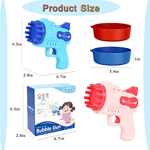 2PCS Automatic Bubble Machine Gun for Toddlers, 12 Hole Bubble Maker Summer Toy for Kids, Bubble Blower with Light Party Favors Bubble Blower for Boys Girls, Outdoor Children\'s Toys Gifts
