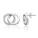 Hoops & Loops Sterling Silver Double Circle Polished Stud Earrings