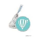 Andaz Press Chocolate Drop Labels Stickers, Wedding, Hot Air Balloon, 216-Pack, For Hershey's Kisses Party Favors, Gifts, Decorations