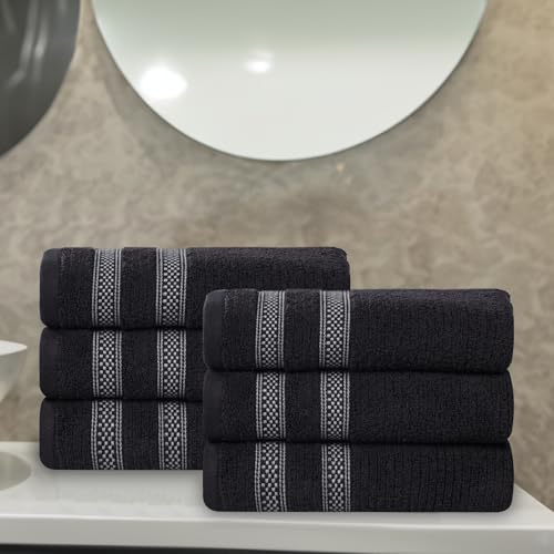 Superior Cotton Hand Towel Set, Zero Twist, Ribbed Geometric, Small Towels, Plu…