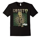 Mens Marvel Guardians Vol. 2 Baby Groot Shield Graphic T-Shirt 2XL Black