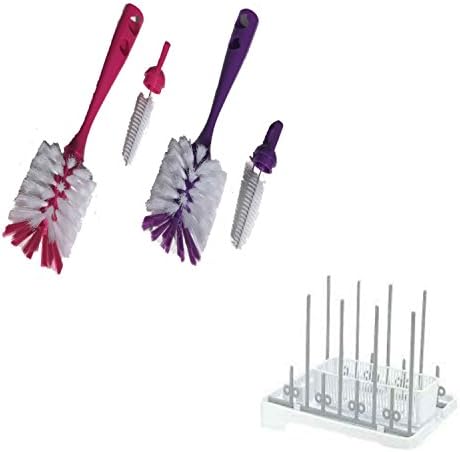 Bottle Dryer Rack Bundle Includes Rack For Baby Bottles (1) and Baby Bottles Brush Cleaner (2)