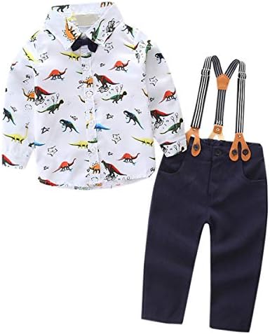 EMAOR Baby Boys' Dinosaurs Print Suspender Outfit 3 Month - 24 Month