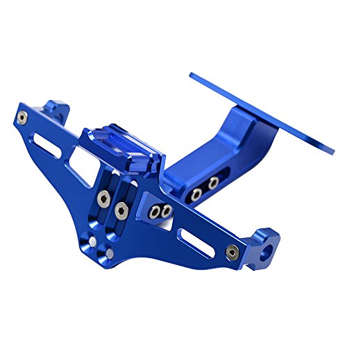 Universal Einstellbar CNC Aluminum Motorrad Kennzeichenhalter Fender Eliminator Halter mit Aluminium Lizenz Licht für MT-01 MT-03 MT-07 MT-09 MT-10 TMAX530 TMAX 500 YBR 125 XMAX XJ6 XJR1300 r3(Blau)