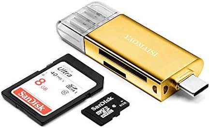 ZHU-omvandlare. Minneskortsläsare i metall, stöd SD/TF-kort (guld