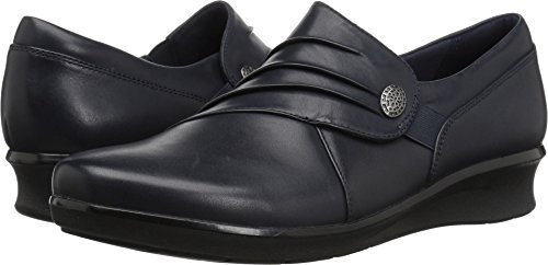 Clarks women s hope roxanne loafer, navy leather, 8.5 m…