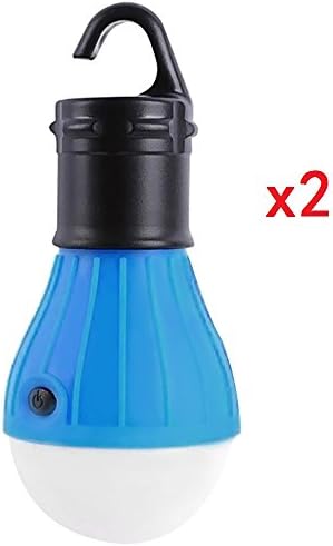 MonstGear 2 Pack Hanging Lantern 3 LED Hook Tent light Bulb for Outdoor Camping Hiking Fishing Portable Battery Powered Emergency Blue
