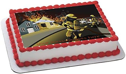 Le Pompier Decoration De Gateau Comestible Pompier Rectangle Personnalise Amazon Fr Jeux Et Jouets