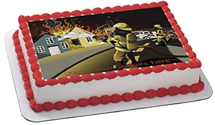 Feuerwehr, Firefighter personalisiert Rechteck Fondant Kuchen, Topper aus
