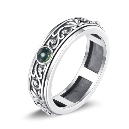 Anxiety Spinner Ring Moss Agate Fidget Ring