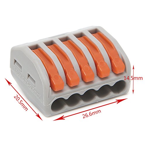 5 Pcs 222-415 Push Wire Connector Lever Terminal Block Lever-Nuts 5 Conductor