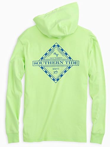 Southern Tide Men's Diamond Hoodie Long Sleeve T-Shirt (Large, Lime)