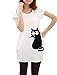 Allegra K Lady Round Neck Short Sleeve Cat Prints Loose Tunic Top White XS