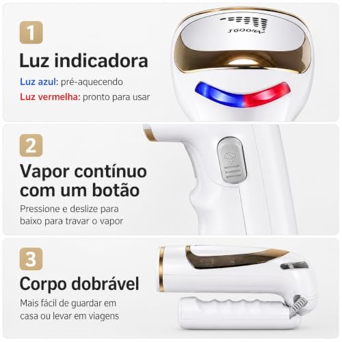 Vaporizador de Roupas Portátil Dobrável, 1600W, 127V, com 8 Saídas de Vapor, para Roupas, Cortinas e Viagens