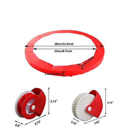 Adjustable Pie Crust Shield and Pastry Wheel Decorator + Cutter Silicone Pie Protectors Cover Kitchen Tool for Baking Pie Fit 8 Inch to 11.4 Inch Diameter Pies 4 Pack