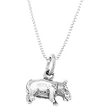 Sterling Silver Three Dimensional Hippopotamus Hippo Necklace