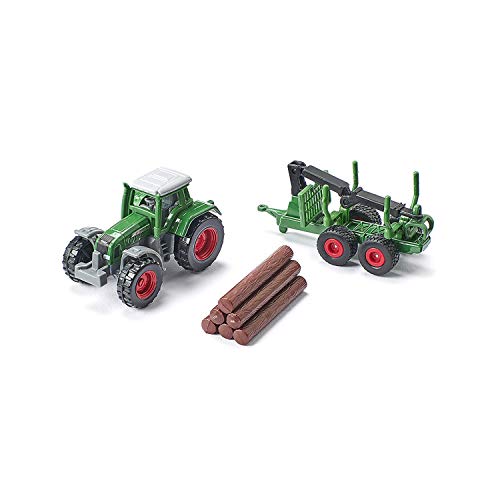 siku 1645, Fendt Traktor mit Forstanhänger, Metall/Kunststoff, Grün, Inkl. 6 Baumstämmen, Vielseitig einsetzbar – Bild 6