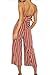 Alelly Women's Summer Jumpsuits Striped Tie Back Sleeveless Backless Wide Long Pants Rompers