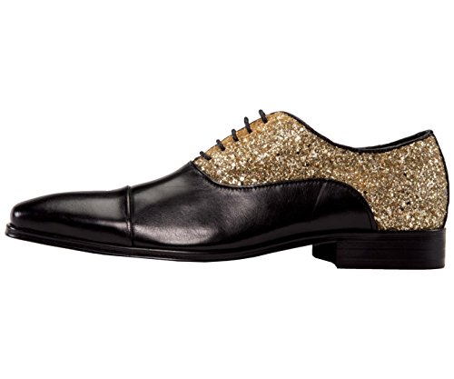 Asher Green Mens Genuine Leather and Glitter Encrusted Cap Toe, Lace up Oxford Dress Shoe, Style AG900