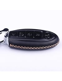 Cadtealir Piel de becerro Cuero genuino 2000-2018 Infiniti Infinity g35 qx56 fx35 q50 g37 m35 qx60 i35 qx80 q60 qx30 Llavero Estuche de funda Solo soporte 4 Botones